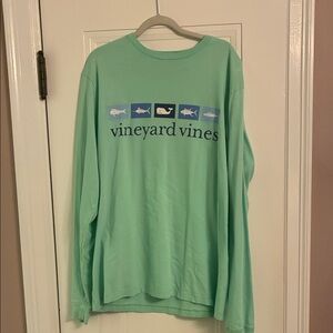 Vineyard Vines Seafoam Green Fish Graphic Long Sleeve